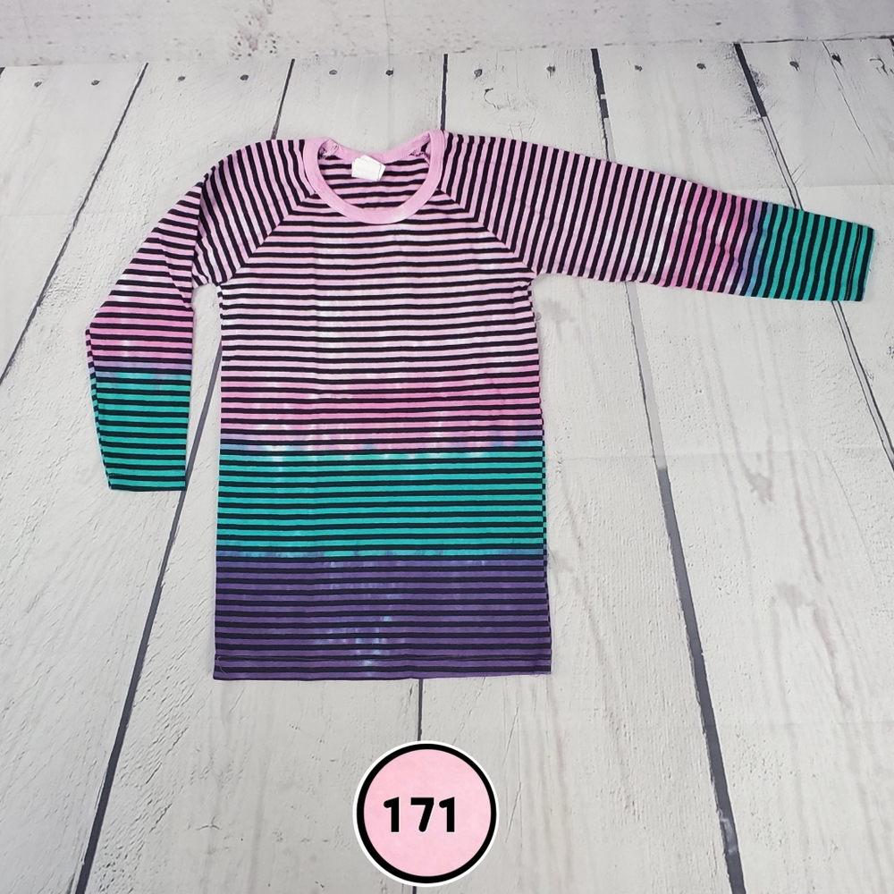 Kids Zinnias Tie Dye 3/4 Sleeve Striped Shirt | Casual Boho Top